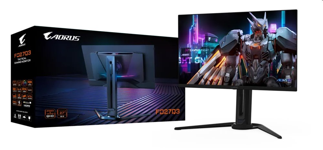 GIGABYTE LCD AORUS FO27Q3  GAMING Monitor 27" QHD 2560x1440, QD-OLED, 360Hz, Speakers, 2xHDMI, DP, USB-C, USB 3.2 KVM