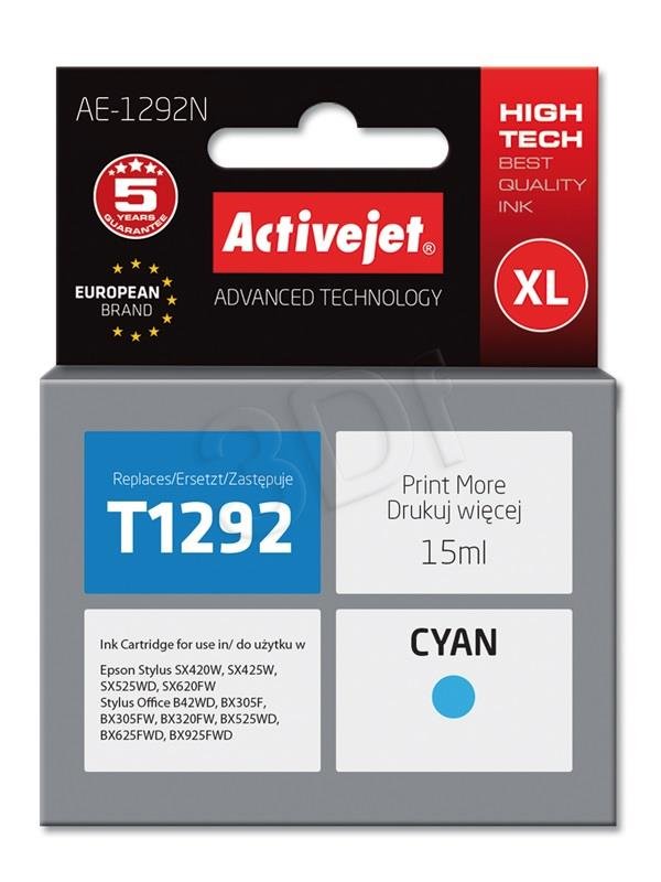 Atrament ActiveJet pre Epson T1292 Cyan 15 ml