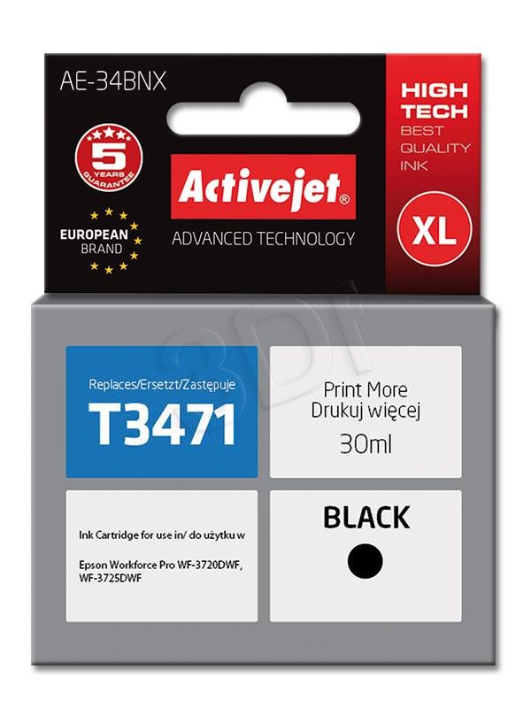 Atrament ActiveJet pre Epson T3471 AE-34BNX Black 30 ml 