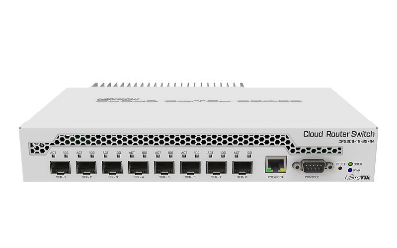 MIKROTIK RouterBOARD Cloud Router Switch CRS309-1G-8S+IN + L5 (800MHz; 512MB RAM; 1x GLAN; 8x SFP+) desktop