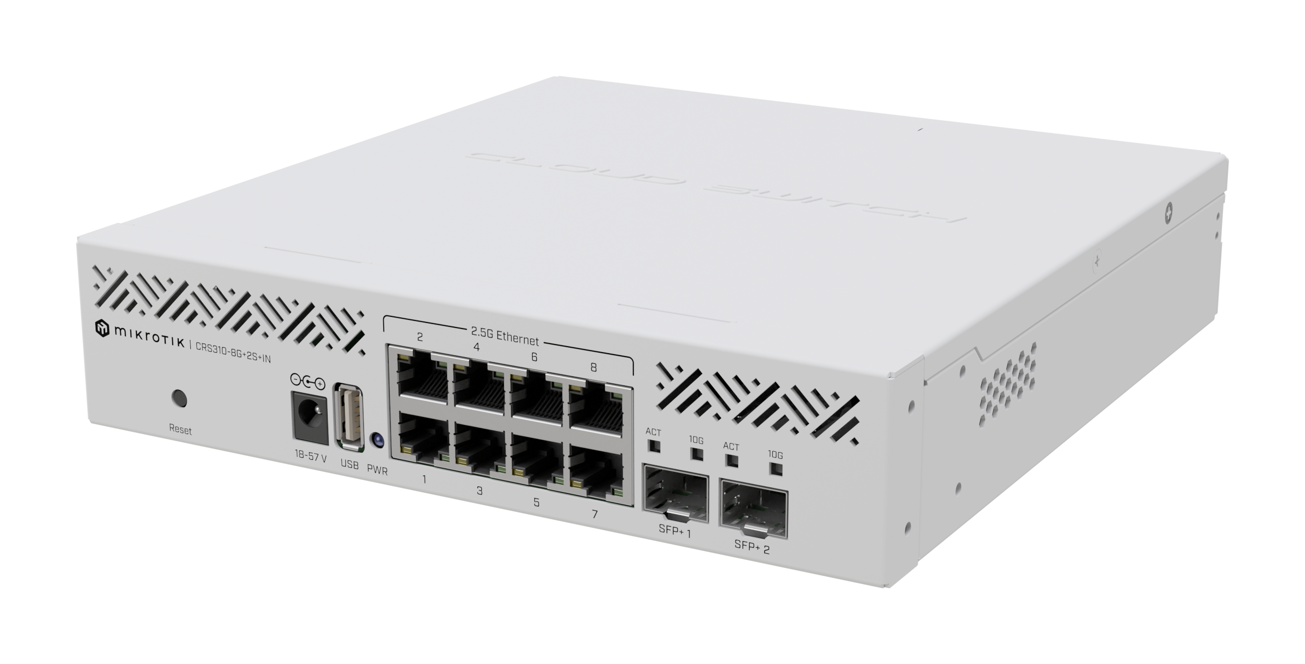 MIKROTIK RouterBOARD Cloud Router Switch CRS310-8G+2S+IN + L5 (800MHz, 256MB RAM, 8x 2,5GLAN, 2x SFP+, USB) deskto
