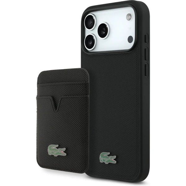 Lacoste Iconic Petit Pique MagSafe kryt + peňaženka iPhone 17 Pro Max čierny