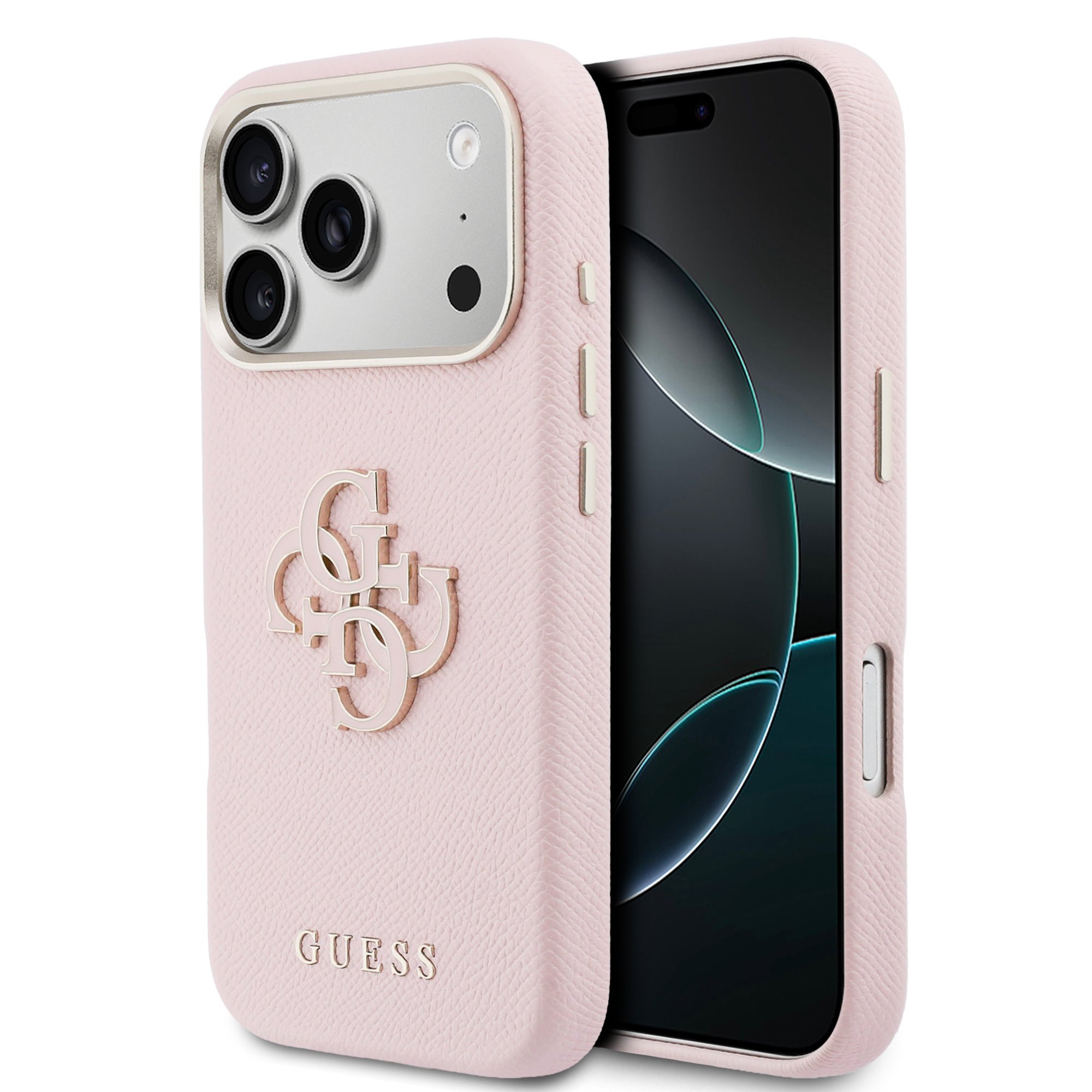 Guess PU Resin Logo kryt iPhone 17 Pro Max ružový