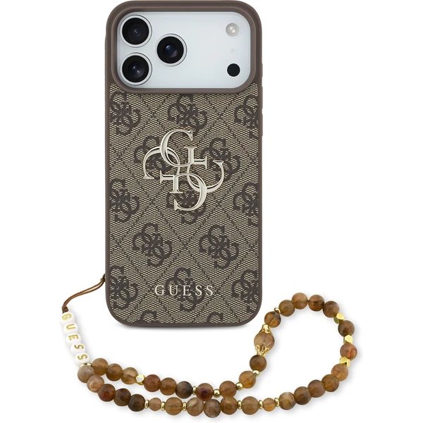 Guess PU 4G Metal Logo Strap kryt iPhone 17 Pro Max hnedý