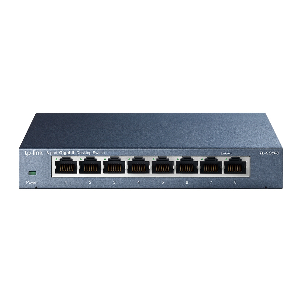 tp-link TL-SG108, 8 port Gigabit Desktop Switch, 8x 10/100/1000M RJ45 ports, supports IGMP, steel case