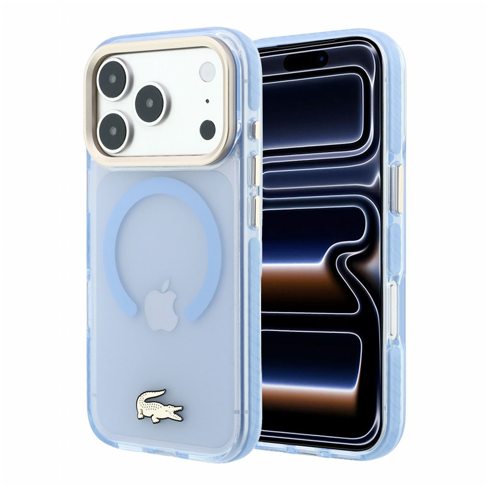 Lacoste PC/TPU Frosted Finish Gold Logo MagSafe kryt iPhone 18 Pro Max modrý