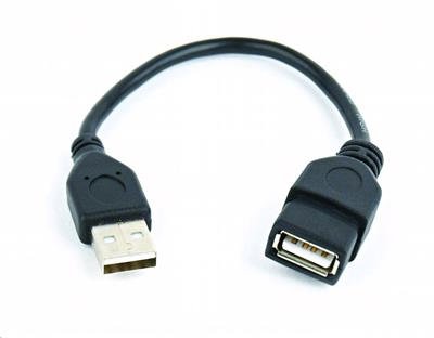Kábel GEMBIRD USB A-A 15cm 2.0 predlžovací HQ Black, pozlátené kontakty