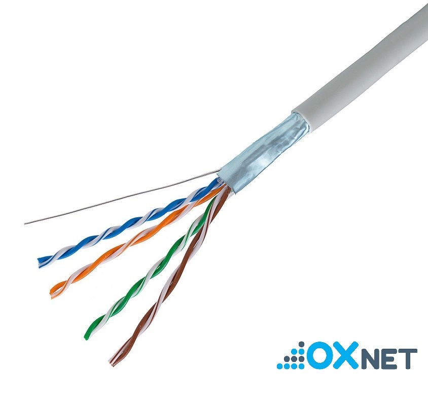 OXnet kábel FTP, Cat5E, drôt, PVC, Eca, box 100m - šedá