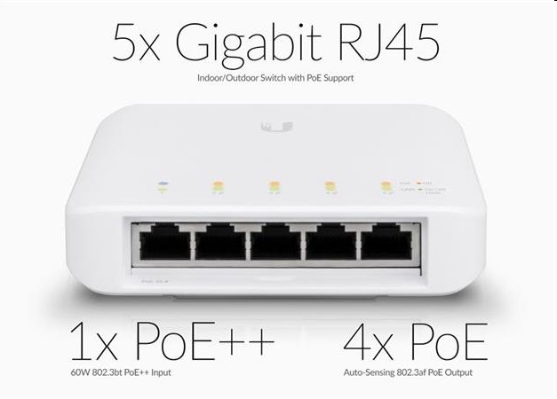 Ubiquiti UniFi switch USW-Flex  5x1000Mbps  PoE/PoE+  indoor/outdoor (60W)