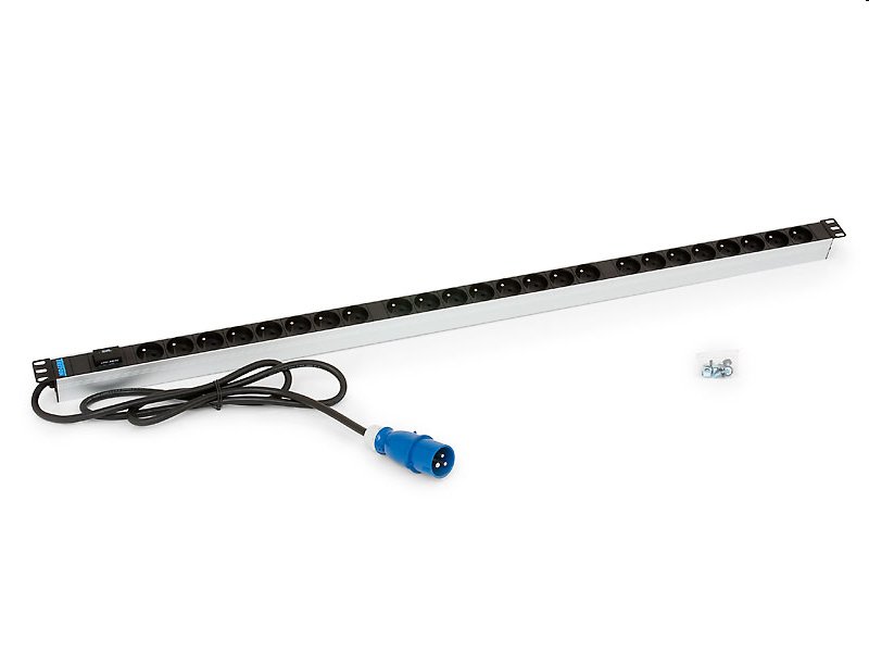 TRITON Vertikální rozvodný panel; 24 x zásuvka podle ČSN, 2 m + zástrčka 16 A IEC60309; varistorová bleskojistka, výška 1273,5 mm;