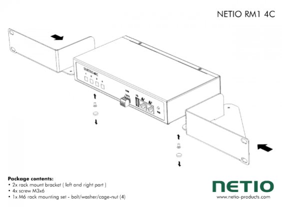 NETIO RM1 4C 19" 1U montážní držák pro 1x PowerPDU 4C  