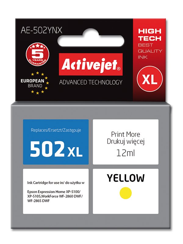 Atrament ActiveJet pre Epson 502XL W44010 AE-502YNX Yellow 12 ml 
