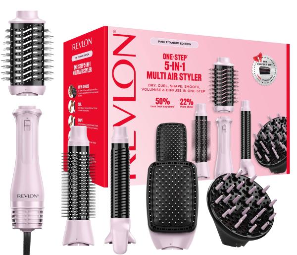 Revlon One-Step Pink Titanium Multi Air Styler 5v1 RVDR5376E 